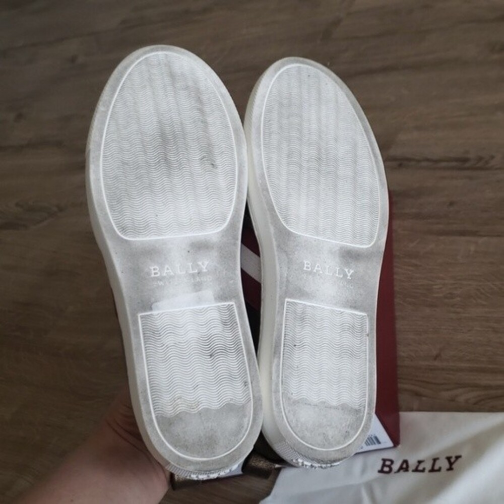 Bally Bronze Slip On Sneaker Size 36 Chic Feminine Lux Red White Striped - Picture 4 of 5